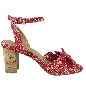 TORRID RED BANDANA BLOCK HEELS 8WW
